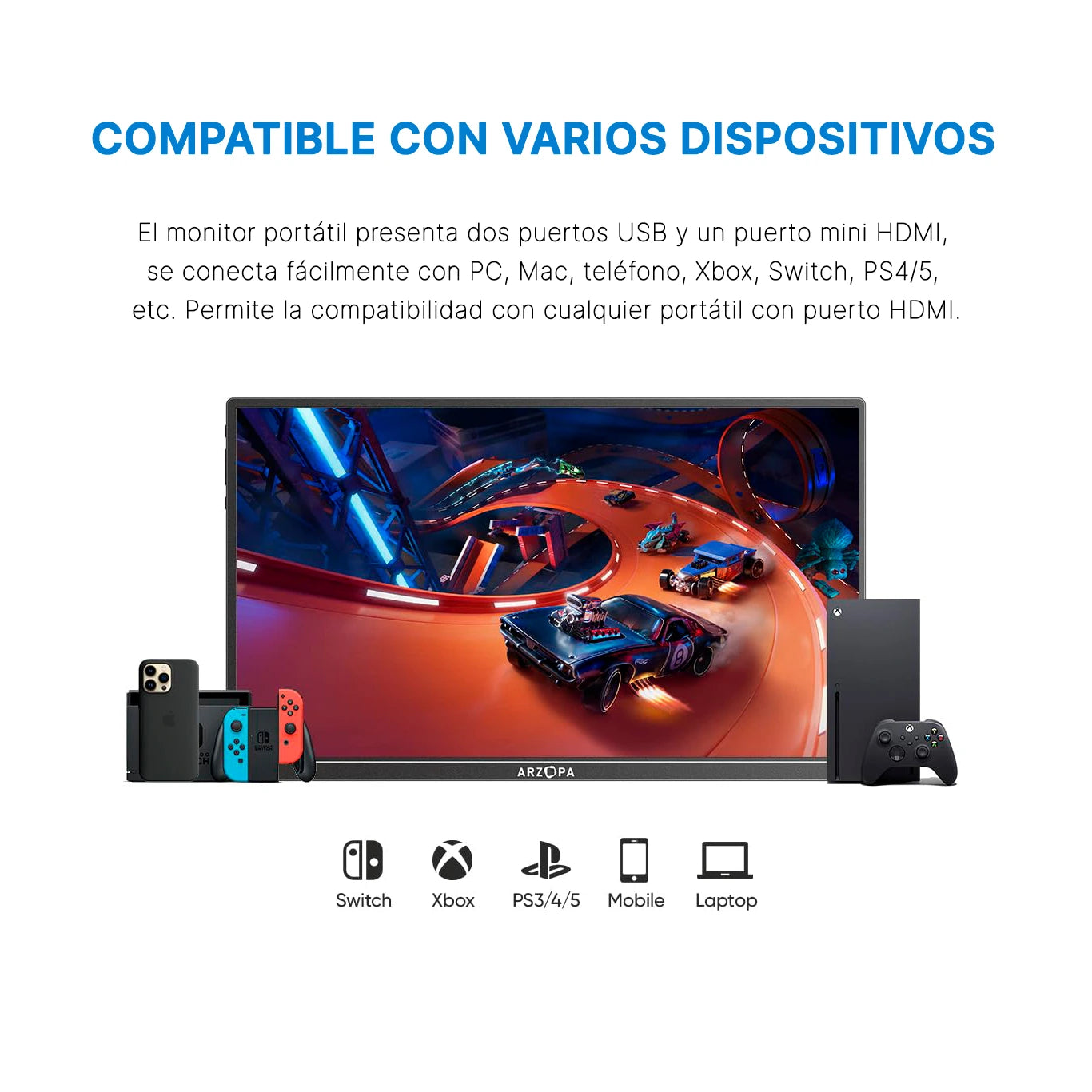 Monitor Portátil Arzopa 15.6 FHD 1080P/60hz